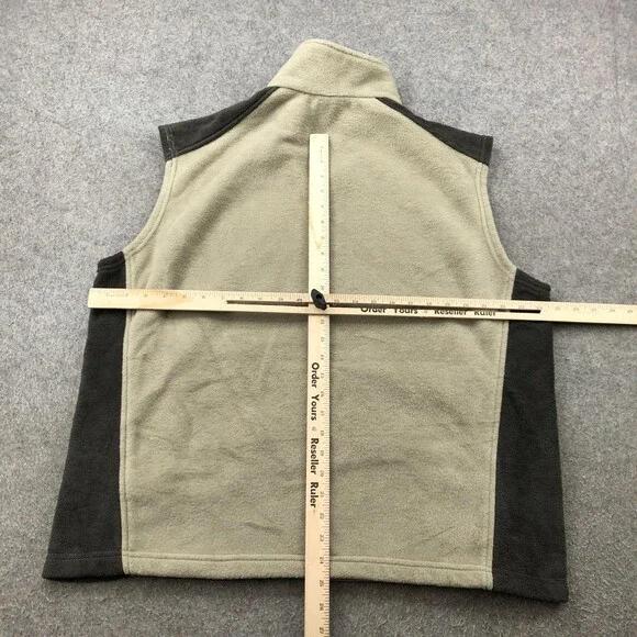 Columbia Vest Mens XL Beige Black Fleece Full Zip Sleeveless Outdoor Hiking - Picture 7 of 9
